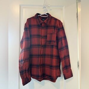 A.P.C. Flannel Plaid Shirt Red Black Large